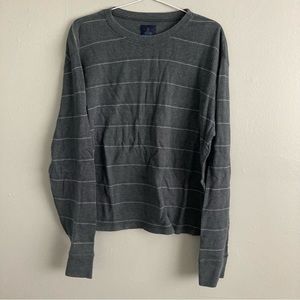 Prana Men's Pullover Blue Grey  Organic Cotton Striped Size Large